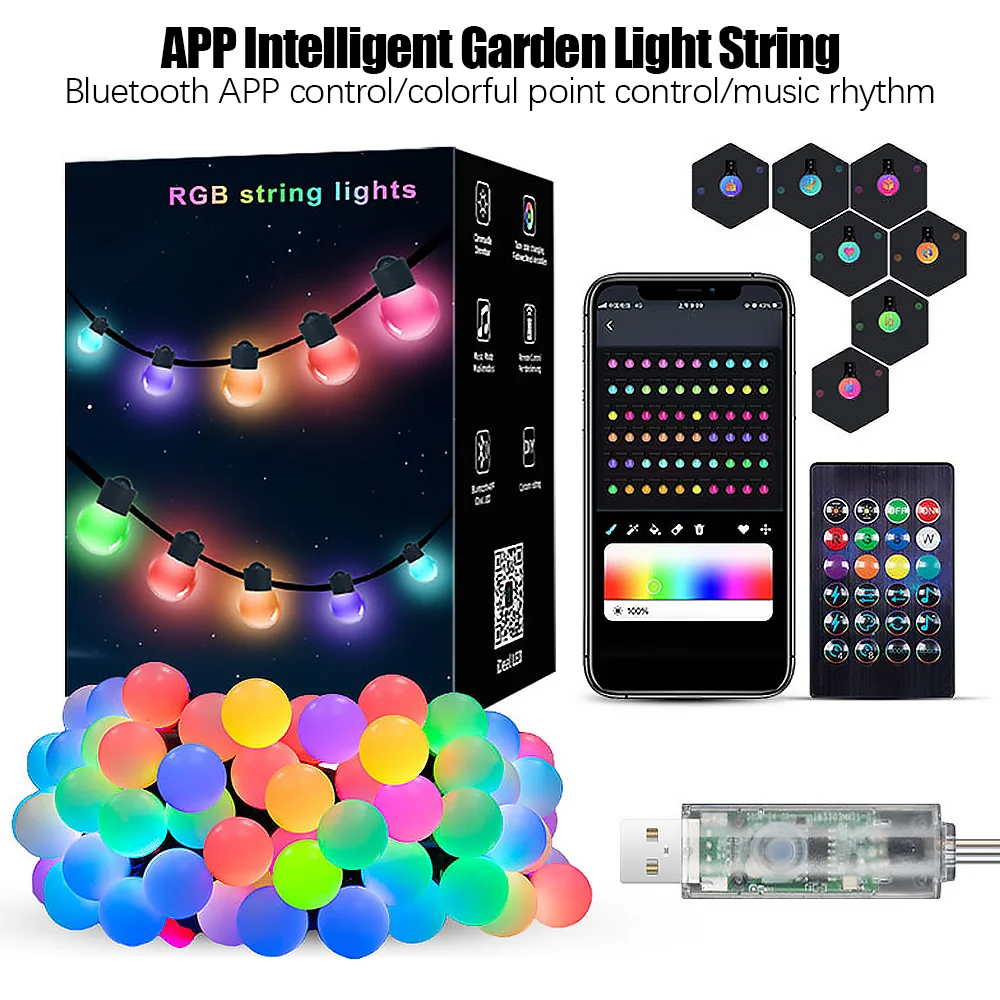 Dekoracje świąteczne Nowy Rok Girlanda USB LED Fairy Lights String Home Outdoor Inteligentne światła DIY