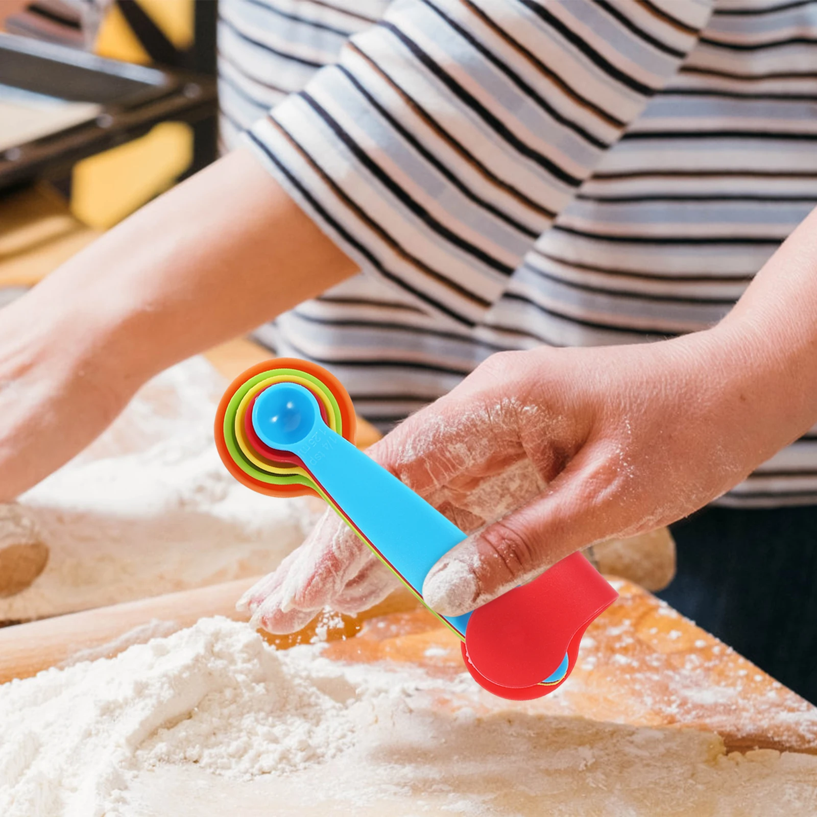 

1 set Measuring Cups Spoons Set PP Material Baking Kitchen Tools Precision Flour Sugar Tea Reusable Color Random