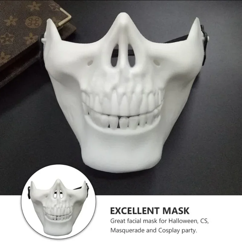 Skull Mask Horror Half Face Skeleton Mask for Halloween Carnival Party Hunting Game CS Cosplay Props Skull Shaped Face Protector