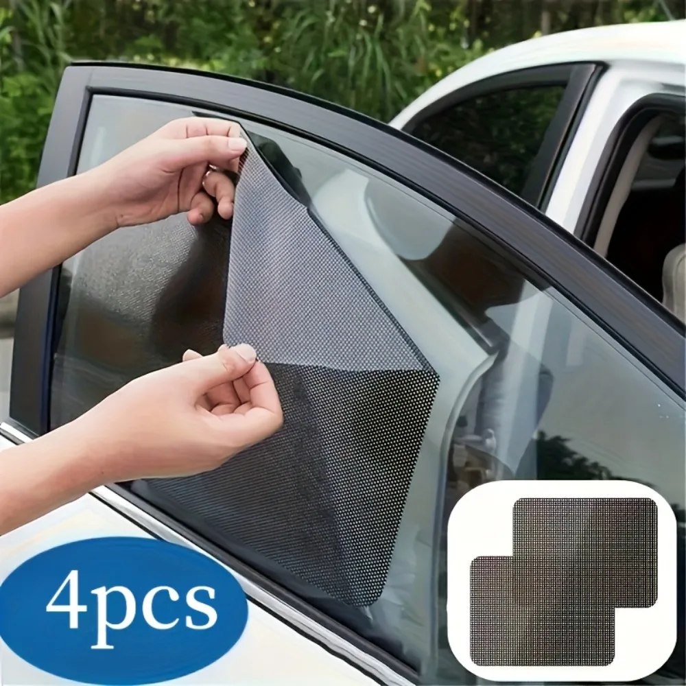 

4-Pack Car Sun Shade Film Black Mesh Static Side Window Sun Protection Film UV Protection for Car Window
