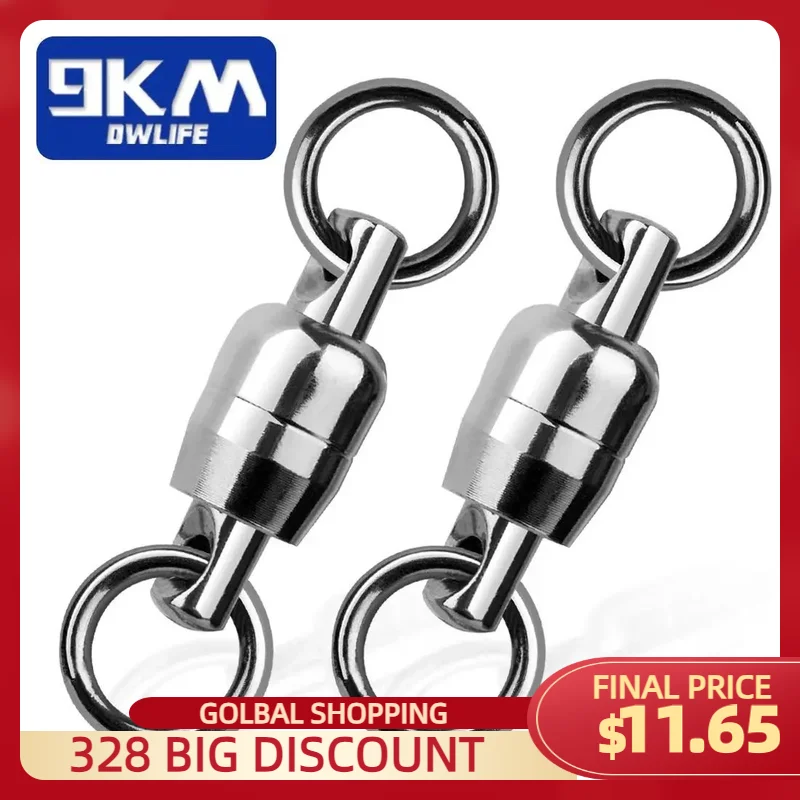 Ball Bearing Swivel 10~30Pcs Stainless Steel Solid Rings Fishing Swivels Saltwater Fishing Trolling Barrel Swivel Lure Connector