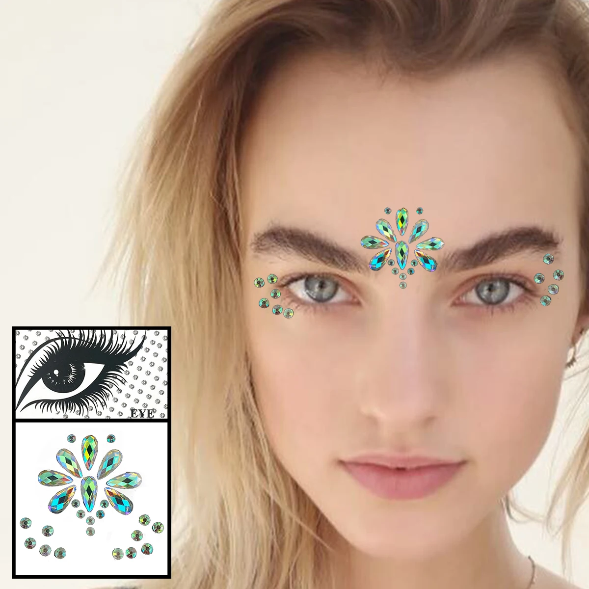 Stern Herz Gesicht Edelsteine Temporäre Tattoos Augen Augenbraue Strass Schmuck Aufkleber Bling Tränen Punkte Make-Up Juwelen Party Dekoration