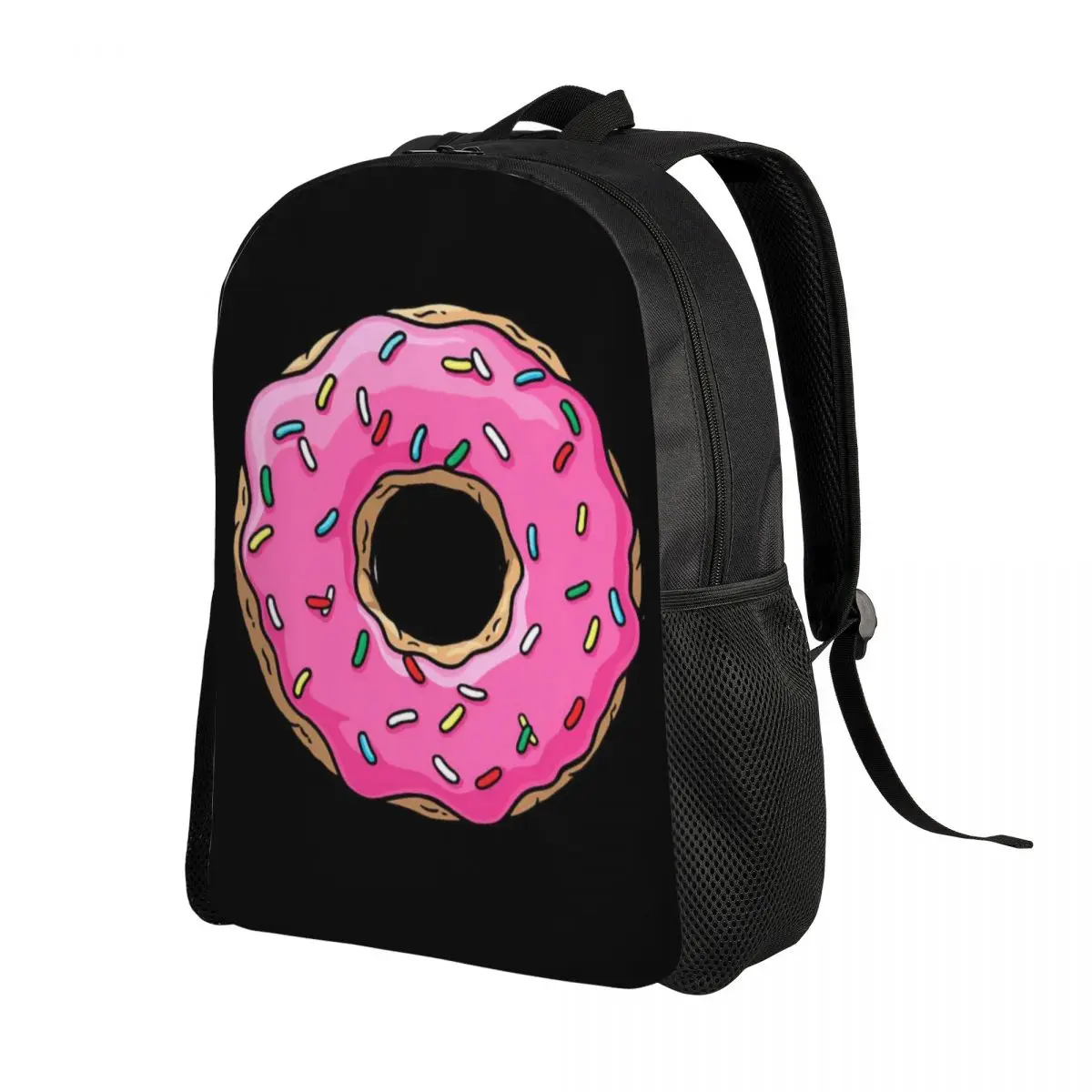 3D Printing Pink Donut Backpack for Girls Boys Food Doughnut School College Travel Bags Men Women Bookbag Fits 15 Inch Laptop