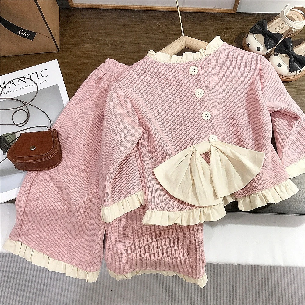 Girl's autumn combination   autumn fashionable  small children's clothing baby clothes trousers two-piece set 90-140cm