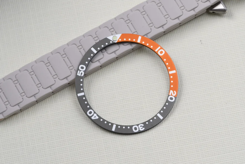 Grau-Orangefarbener Lünetten-Einsatz passend für Seiko Mod 31,5-38mm, passend für SKX007 009 Turtle 6105-8110 Taucheruhr für NH35A/36A Uhrwerk Ersatzteile – Detail 1