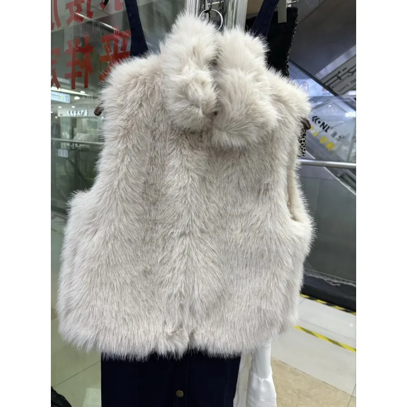 

TRAFZR Furry Shelter Coats for Women Outerwears Fur Women's Mink Cardigan White Fox Especially Winter Hair Coat Wool Female