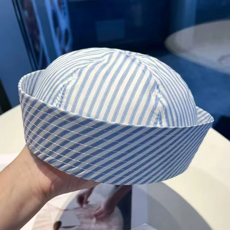 Sombrero de marinero a rayas para Cosplay, versátil, transpirable, cómodo, para puesta en escena, para hombres y mujeres, gorra de marinero, Cosplay