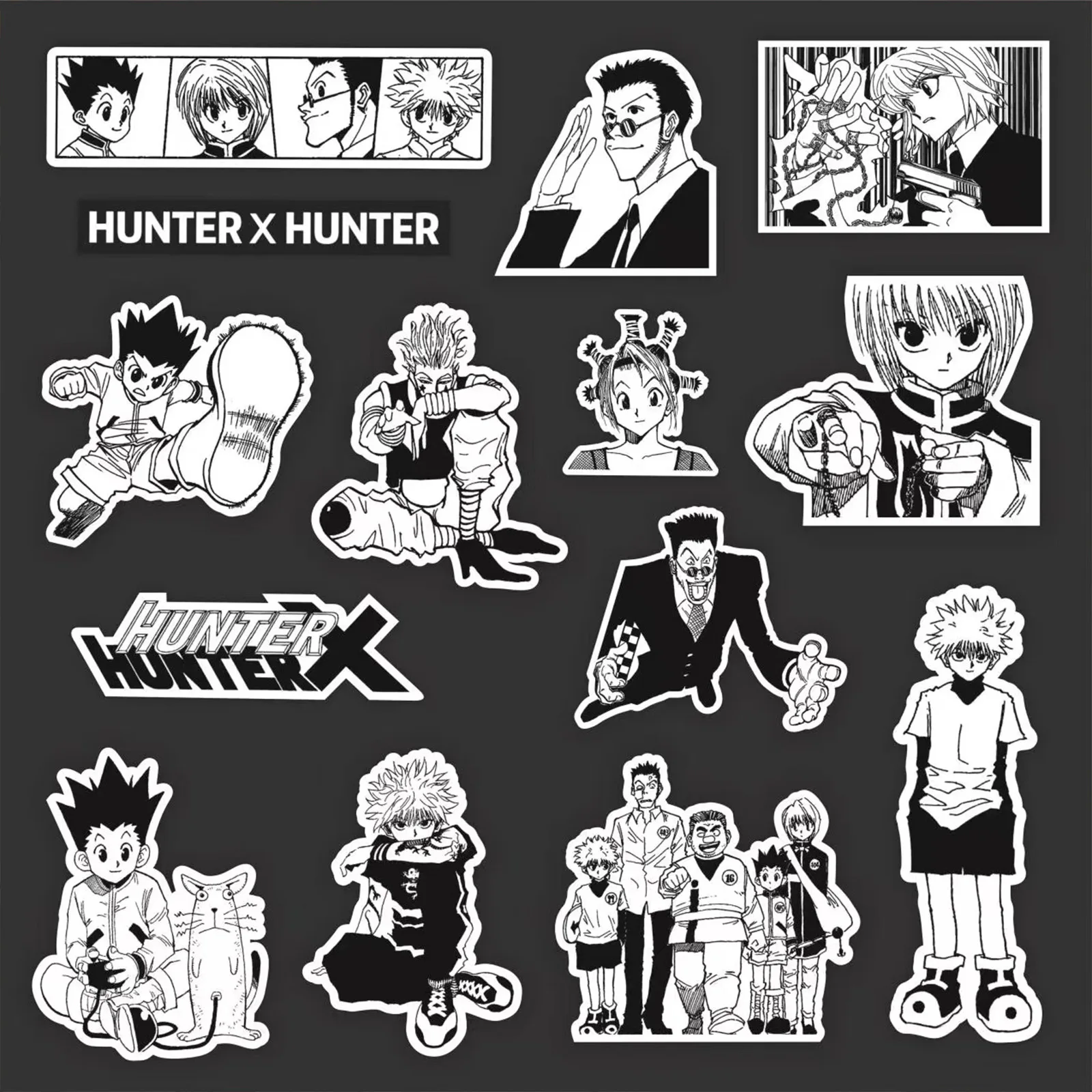 70PCS Black and White Anime Hunter×Hunter Graffiti Stickers Decals Kids Toys Phone Case Skateboard Guitar Sticker Decoration