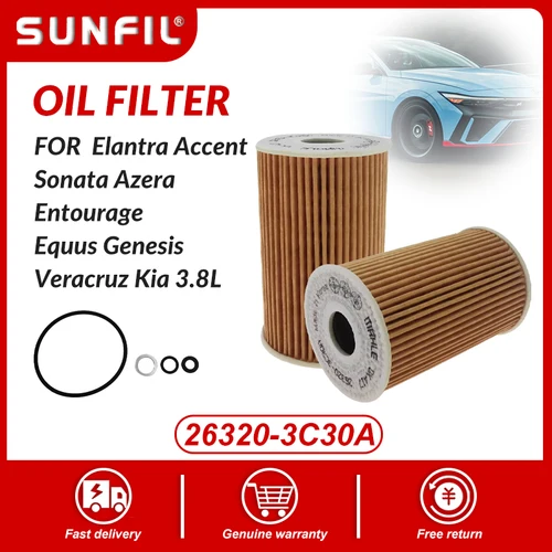 Filtro de aceite 26320-3C30A uso para Elantra Accent Sonata Azera Entourage Equus Genesis i20 i30 i40 ix20 ix35 Veracruz Kia 3.8L