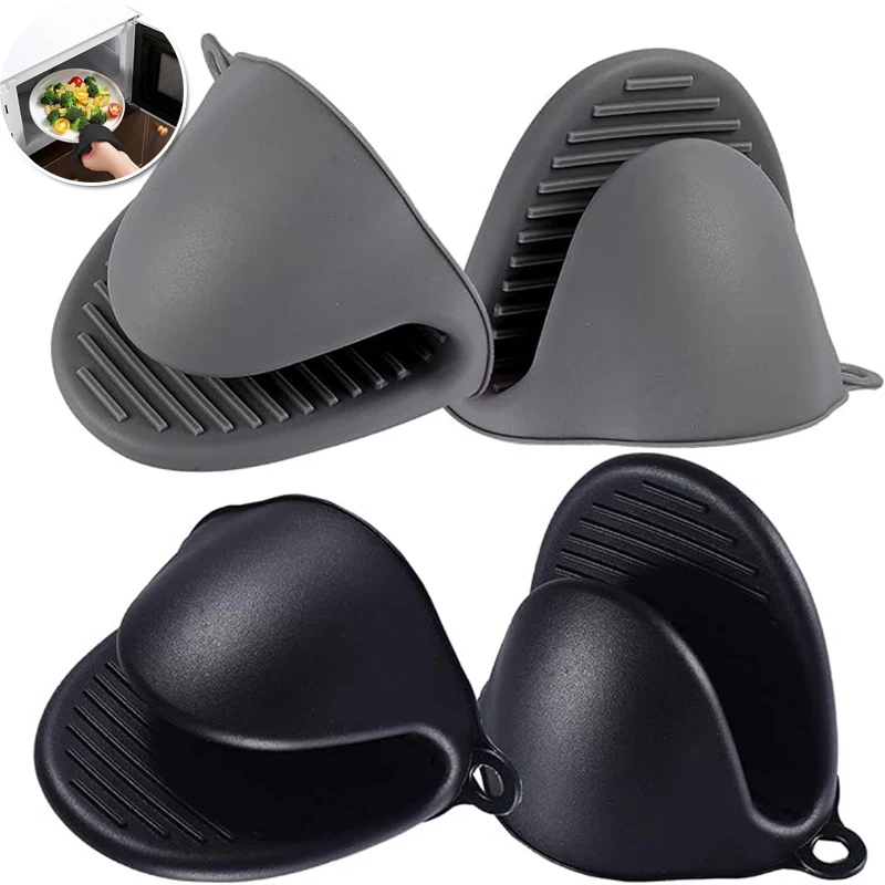 2Pcs Kitchen Oven Heat-resistant and Heat-insulating Silicone Gloves, with Built-in Hanging Hole Design and Mini Tray Holder