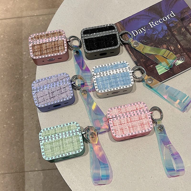 เคสคริสตัลเทียมพร้อมสายรัดข้อมือสำหรับ Apple airpods 2 3 Generation สำหรับ airpods Pro 2ND GEN สำหรับ Air pods