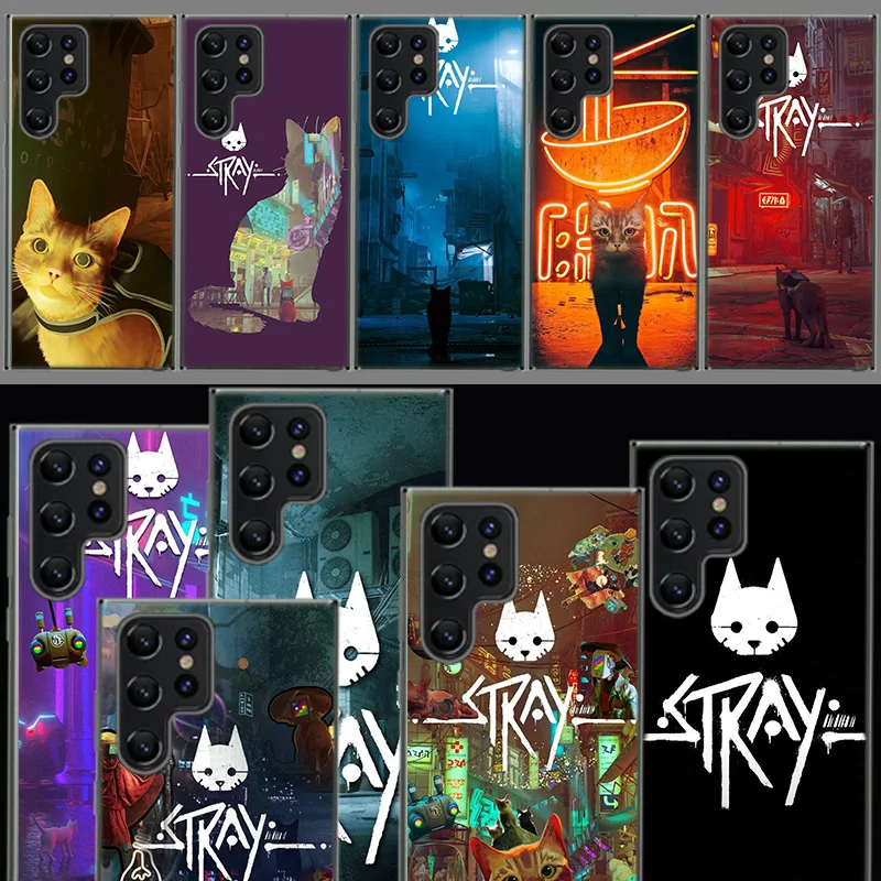 Game S-Stray Cat Capa Phone Case For Samsung S26 Ultra S25 Edge Galaxy S23 S21 S20 S24 FE S22 S10 Plus Cover Clear TPU Shell Coq