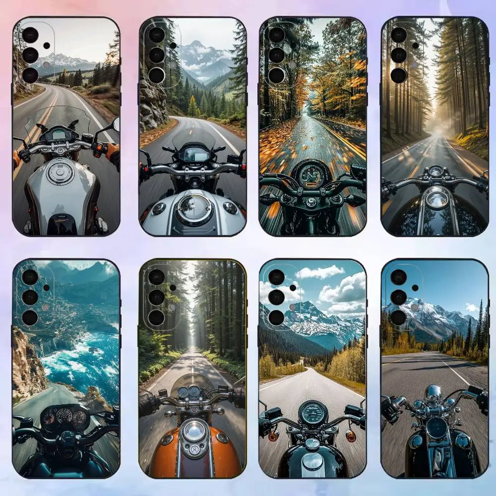 Motorcycle First Person View phone Case For Samsung S25,24,21,22,23,30,Ultra,20,Plus,Fe,Lite,Note Black Cover