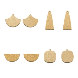 20Pcs Brass Geometry Charms Hammered Texture Square Half Round Charms for DIY Earrings Necklace Bracelet Jewelry Making Supplies