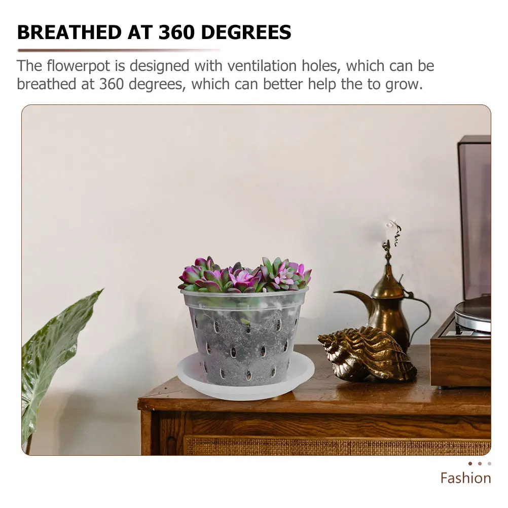 

Набор из 4 прозрачных пластиковых горшков для орхидей, дышащие контейнеры для рассады суккулентов и садоводства