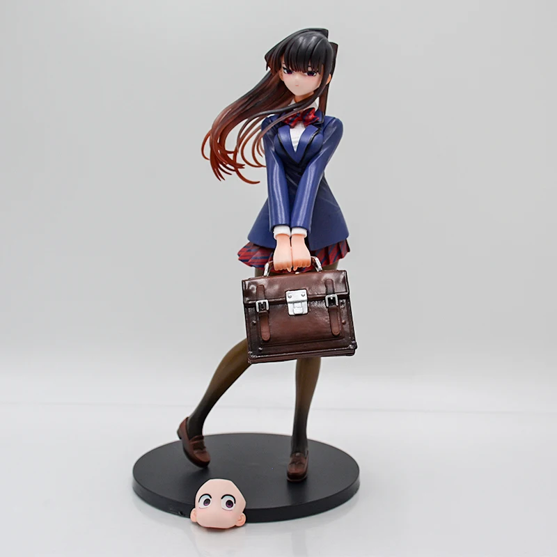 Figura De Komi Shoko 25 Cm Con Caras Intercambiables, Uniforme Escolar, PVC, Ideal Para Decorar Escritorio O Regalar A Fans Del Anime