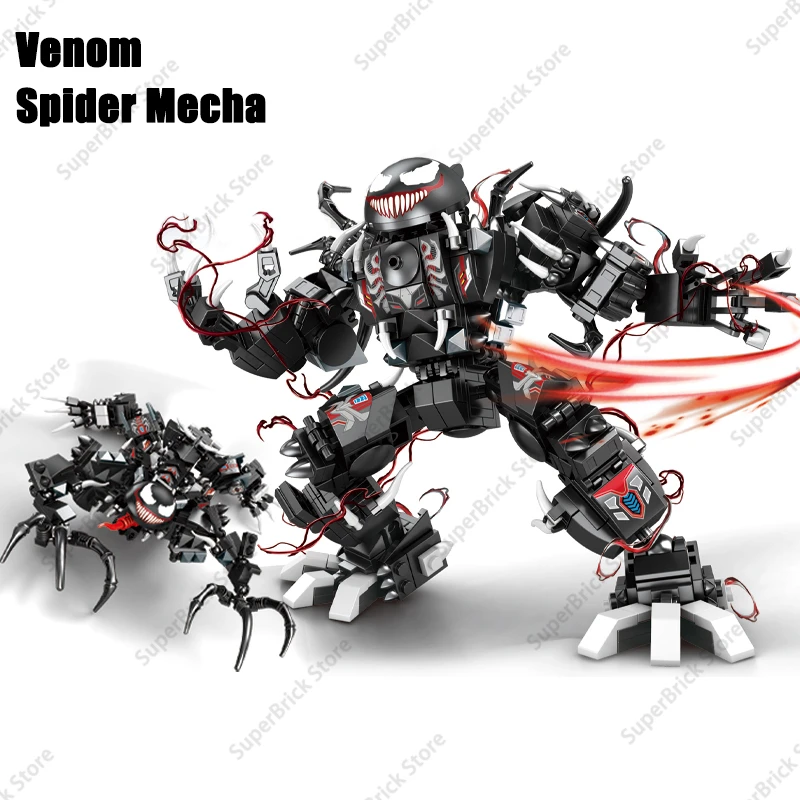 Hot Marvel Superhero The Amazing Spider-Man VS Symbiote Venom Carnage Armor Model Building Block Figure Doll Brick Kids Toy Gift