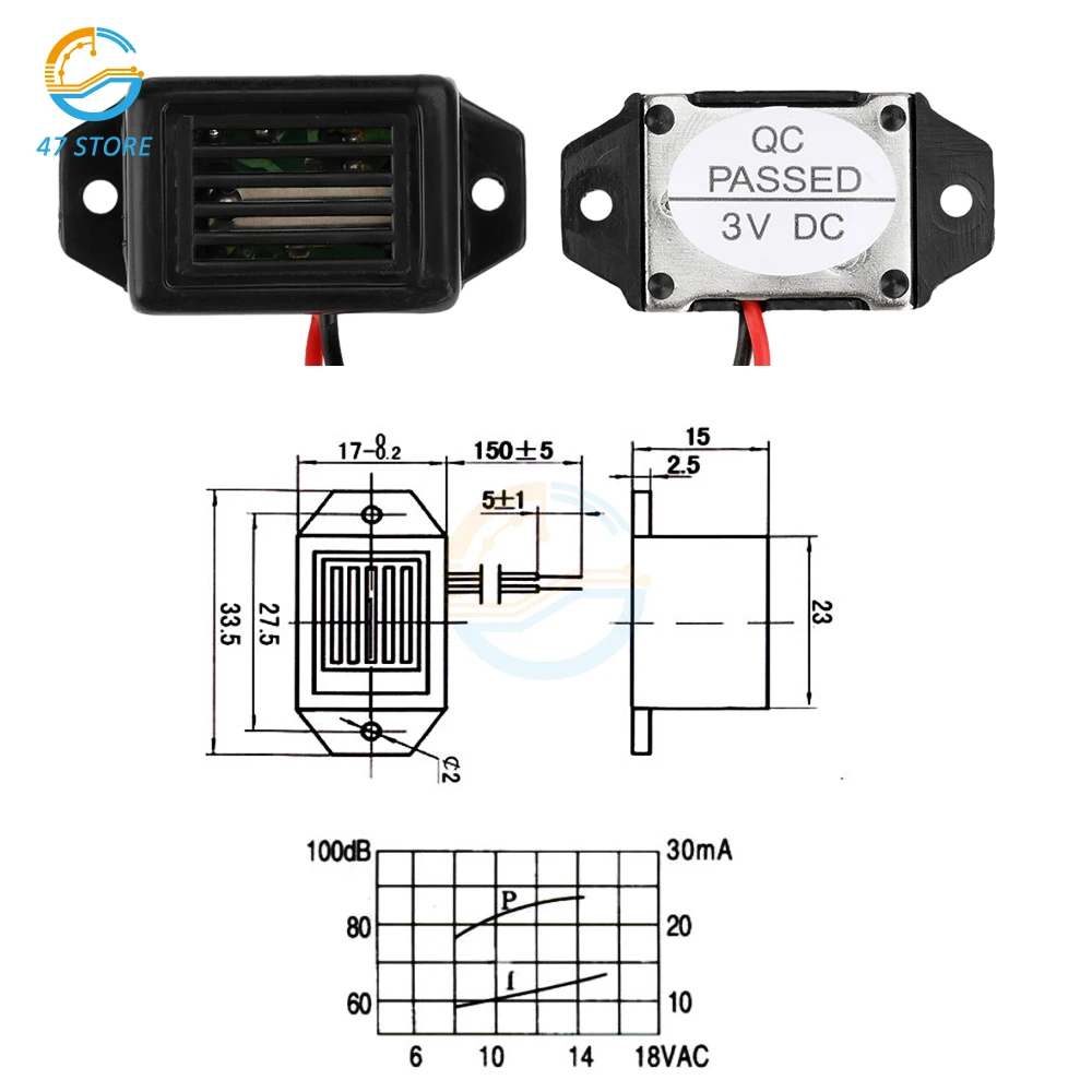 1PCS  Alarm Buzzer DC 3V 6V 9V 12V 85dB Mini Electronic Alarm Buzzers Constant Tone For Vehicle Reversing Reminders