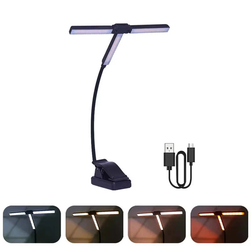ABRB-Tri-Head LED Clip-On Book Light Augenpflege-Leselampe für Schlafzimmer, verstellbares Nachtlicht