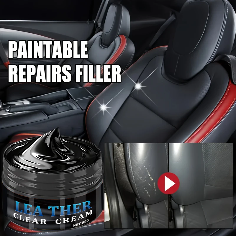 Car Leather Care Cream - Nourishing and Refurbishing Care for Seats, Steering Wheels, and Door Panels, Paired with Plastic Parts Renewal, Interior Polishing, Tire Protection, and Black Component Restoration, Nano Crystal Coating Repair Formula, Multi-Functional Interior Maintenance Product, Long-Lasting Shine, Car Shine Products, Interior Panel Scratch Wax