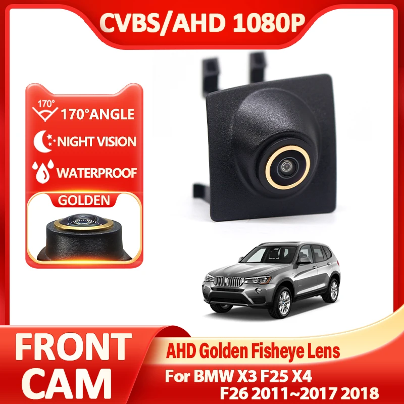 Golden AHD PAL Vehicle Front Side View Camera CCD FishEye Lens Night Vision For BMW X3 F25 X4 F26 2011~2017 2018 Accessories