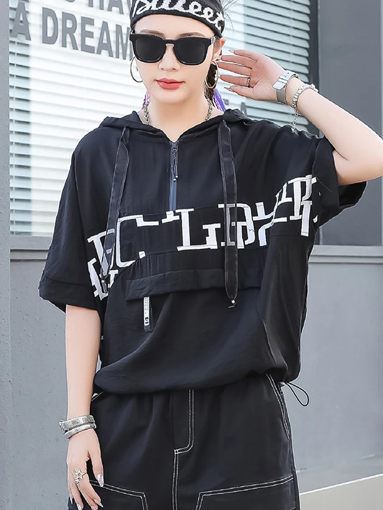 Max LuLu Summer Fashion Korean Hooded Tops Womens 2024 Printed Zipper Loose Leisure Tee Shirts Ladies Harajuku Classic Clothes