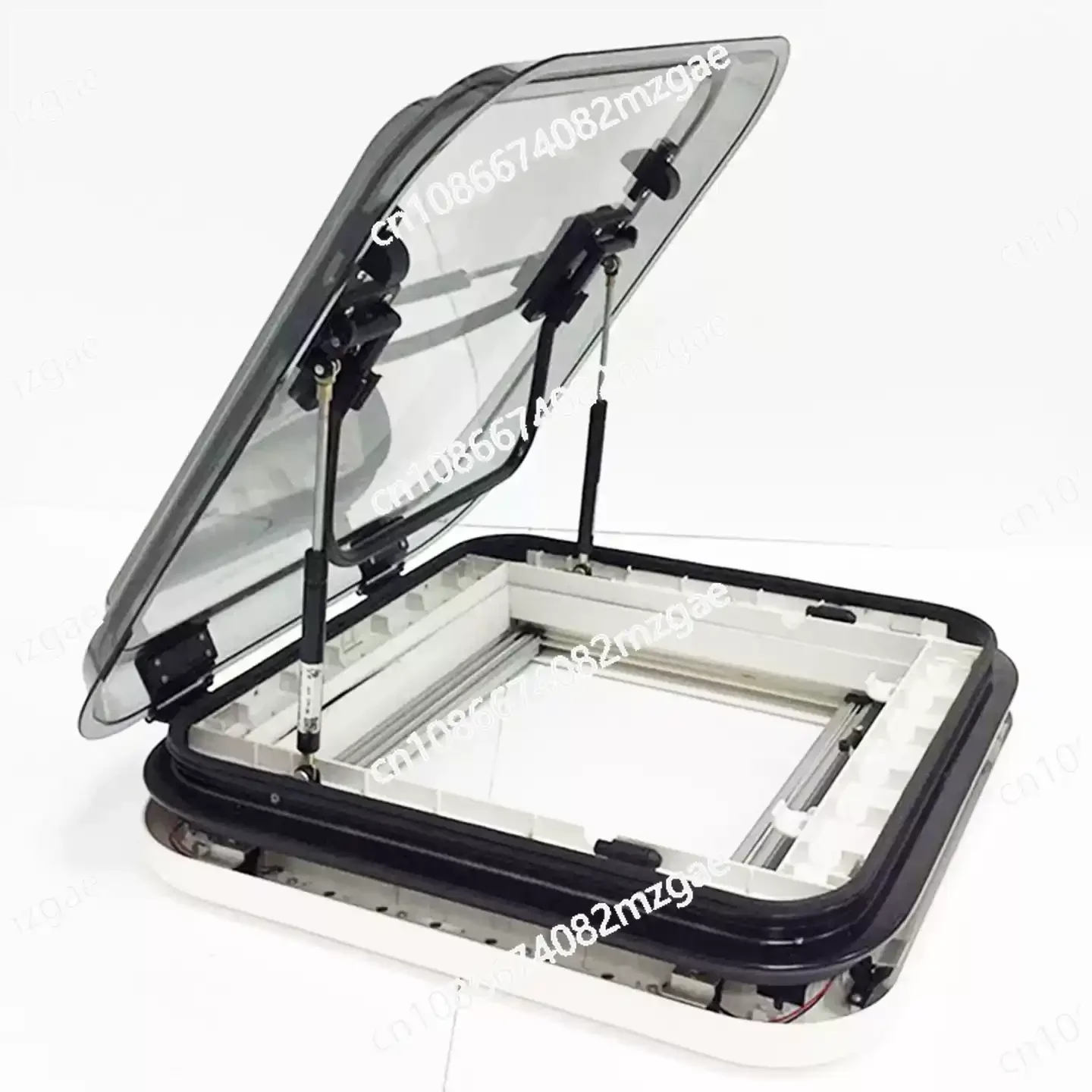 RV Skylight Replacement 12V with Light, Manual Roof Vent Window with Sunshade for Motorhome Camper Van