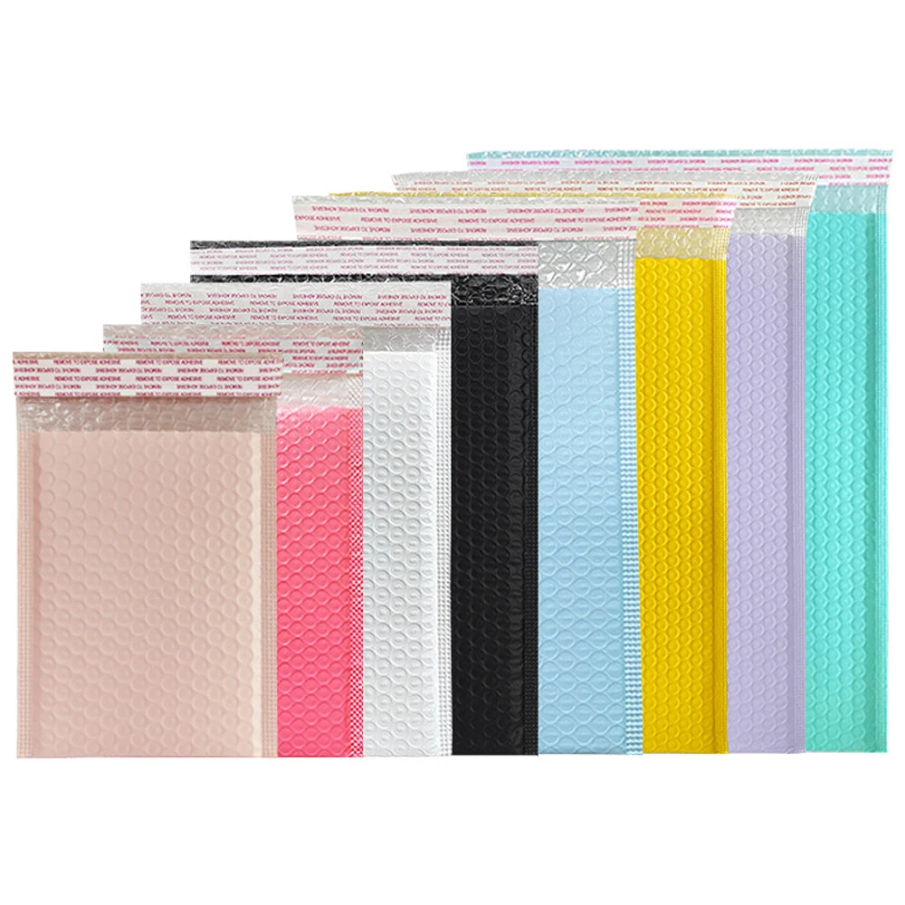 30 ชิ้น/ล็อตที่มีสีสันพิมพ์ธุรกิจ Bubble Mailer กระเป๋าบรรจุภัณฑ์ของขวัญจัดส่งซองจดหมายฟองพลาสติกเบาะซอง Self Seal