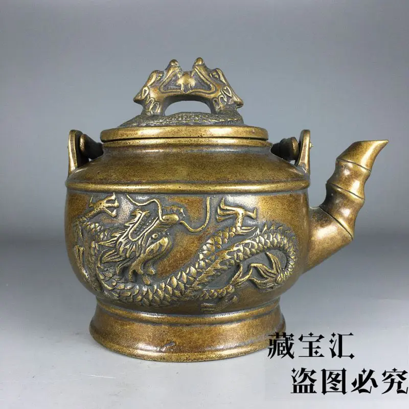 Retro Bamboo‑shape handle dragon Teapot Ornament Decoration Tea Pet Figurines Desk Decor Accessories view 5