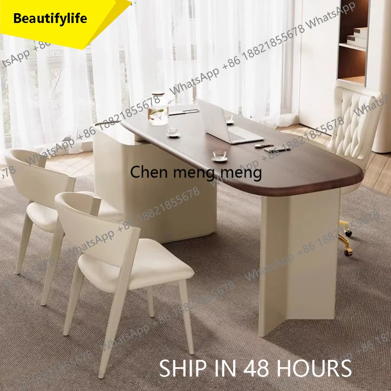 Modern Wooden Desk with Drawer Storage Cabinet , Contemporary Writing Table for Home Office or Study