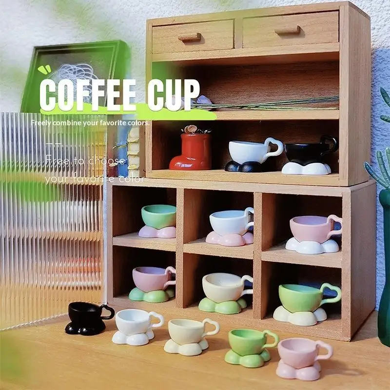 French Mini Coffee Cup And Saucer Kit For Dollhouse Afternoon Tea Scene Decoration 1:12 Scale Miniature Doll Accessories Set