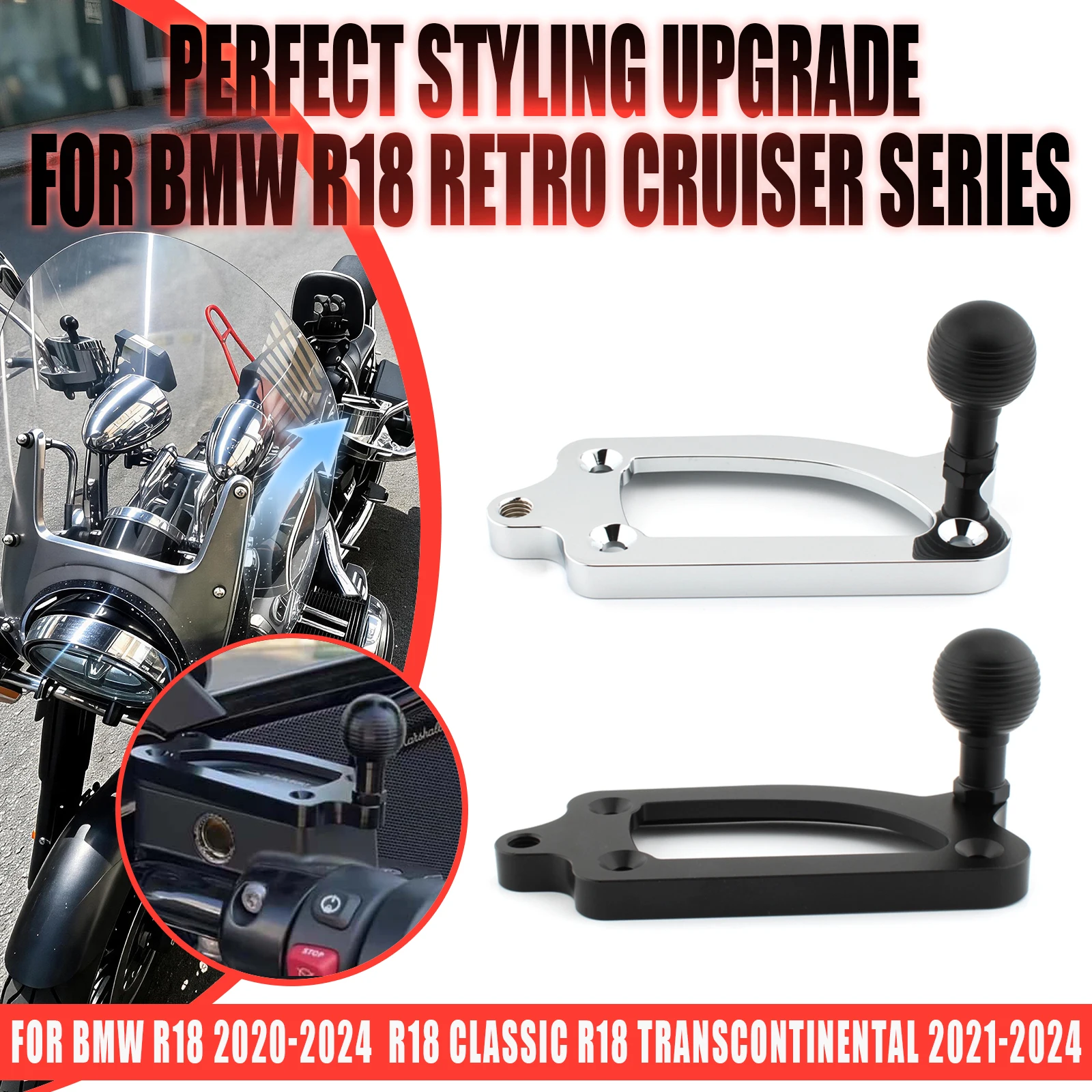 For R18 R18B R18TC 1 Pair Motorcycle Upper Pump Cover Hand Bracket Ball Head GPS Mount Brake Oil Cup Decorative