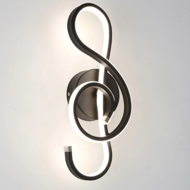 

Modern Treble Clef Wall Light Creative Music Note LED Wall Sconce Black/White Home Decor Lamp for Living Room Background Wall