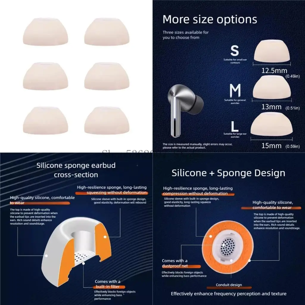 Comfort Fit Silicone Earphone Covers Scratch Resistant Design 6pc Protective Case Set 40JB