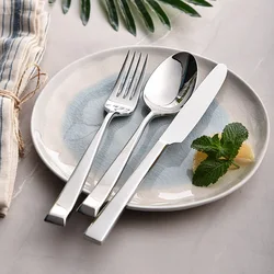 New 24pcs Gold Cutlery Set 18/10 Stainless Steel Silver Dinnerware Serrated Sharp Dinner Knife Tableware Set Silverware
