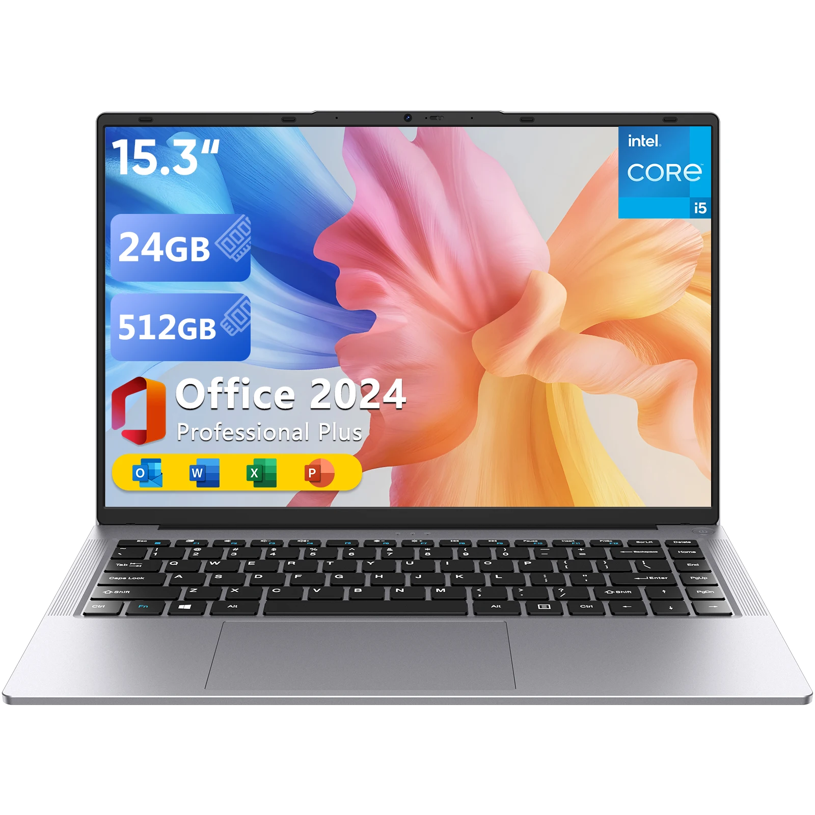แล็ปท็อป - Intel Core i5-8210Y (สูงสุด 3.6GHz), แรม 24GB/SSD 512GB, Windows 11 Pro, จอแสดงผล 1920x1200 100% sRGB