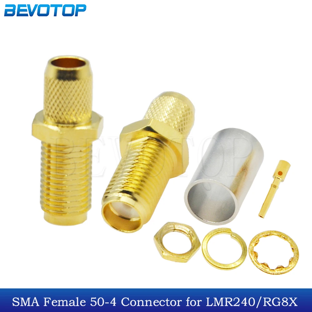 

10Pcs/Lot SMA Female/RP SMA Female 50-4 SMA Type Crimp Connector RF Coaxial Adapter for LMR240 4D-FB RG59 RG8X Coax Cable