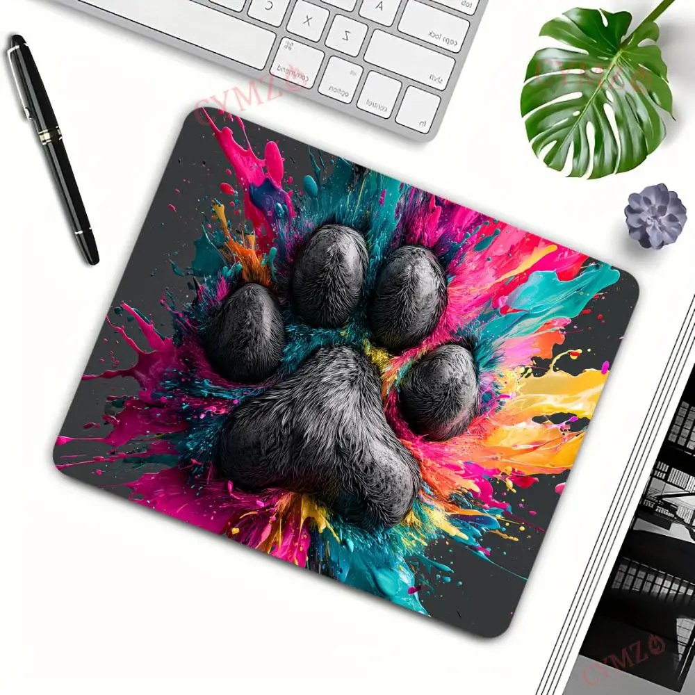 Graffiti-style cat paw Mouse Pad Desk Mat with Stitched Edge Non-Slip Rubber Base Small Office Mousepad PC Accessories Mauspad