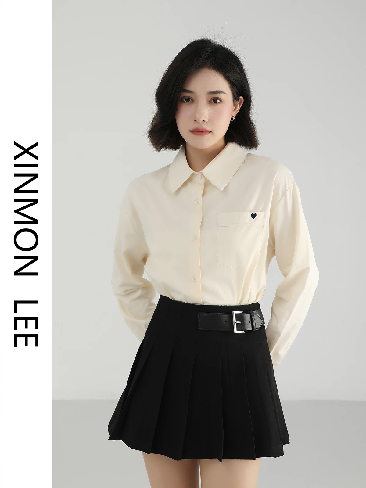 

Женская рубашка Ele Long Sve с уникальным дизайном, новинка ранней весны, прямой крой, воротник на пуговицах, повседневная рубашка