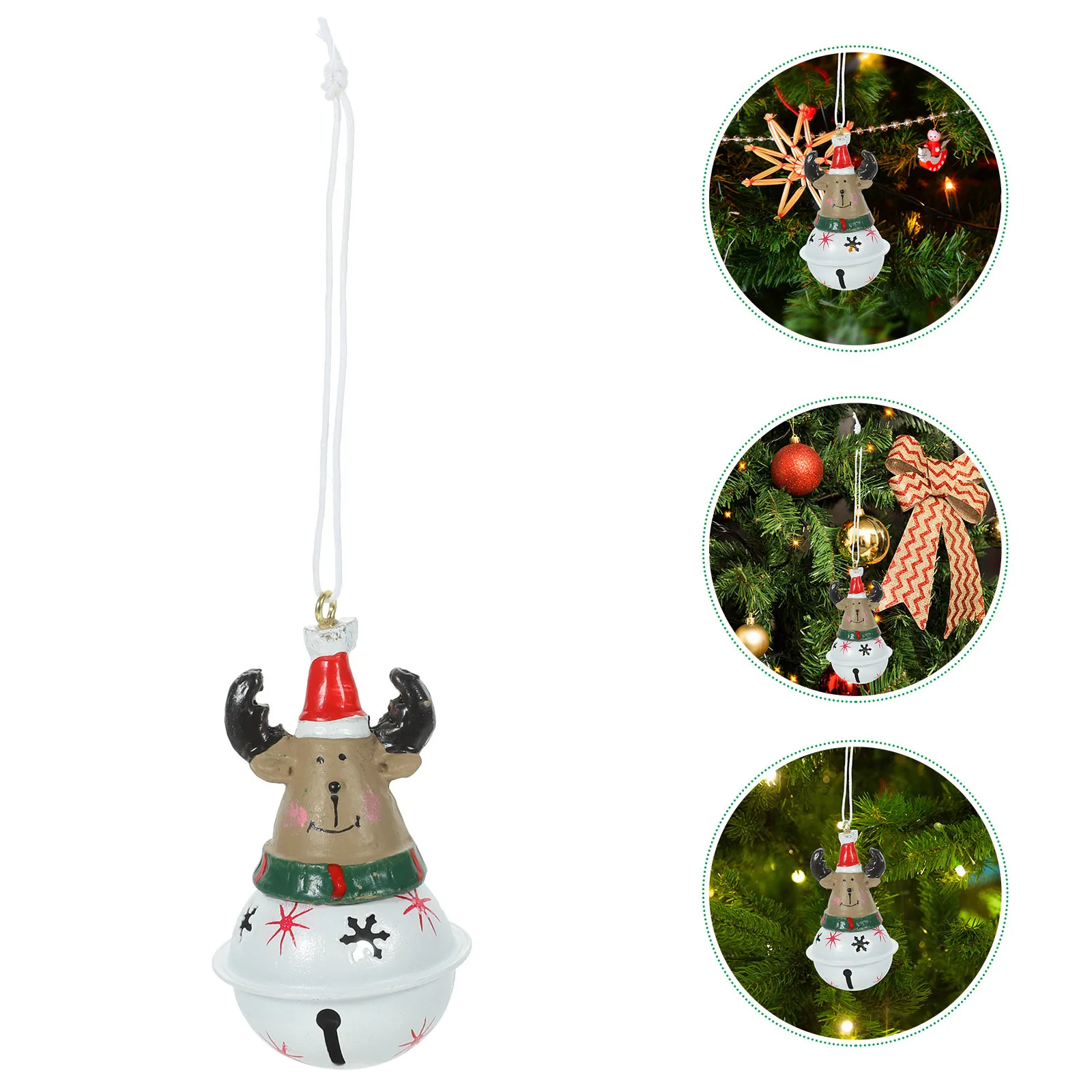 

Christmas Reindeer Ornament Hand-Painted Iron Resin Hanging Xmas Bell Pendant Xmas Tree Decor Holiday Decorations