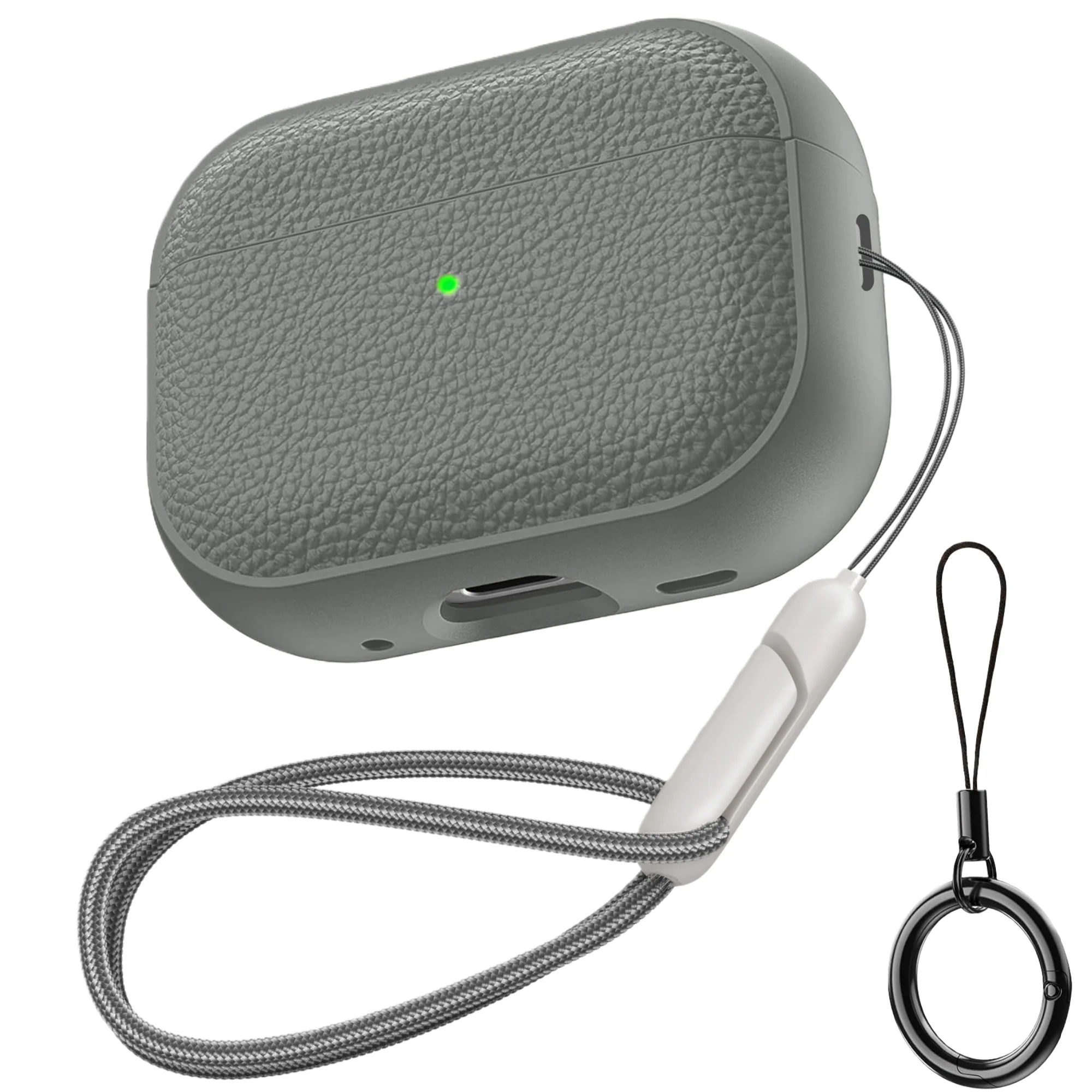 Kopfhörerhülle für AirPods 5/4/Pro 3, stoßfeste Schutzhülle aus TPU mit Lederoptik, inklusive Schlüsselanhänger und Trageschlaufe für AirPods 5/4/Pro 2. – Detail 13