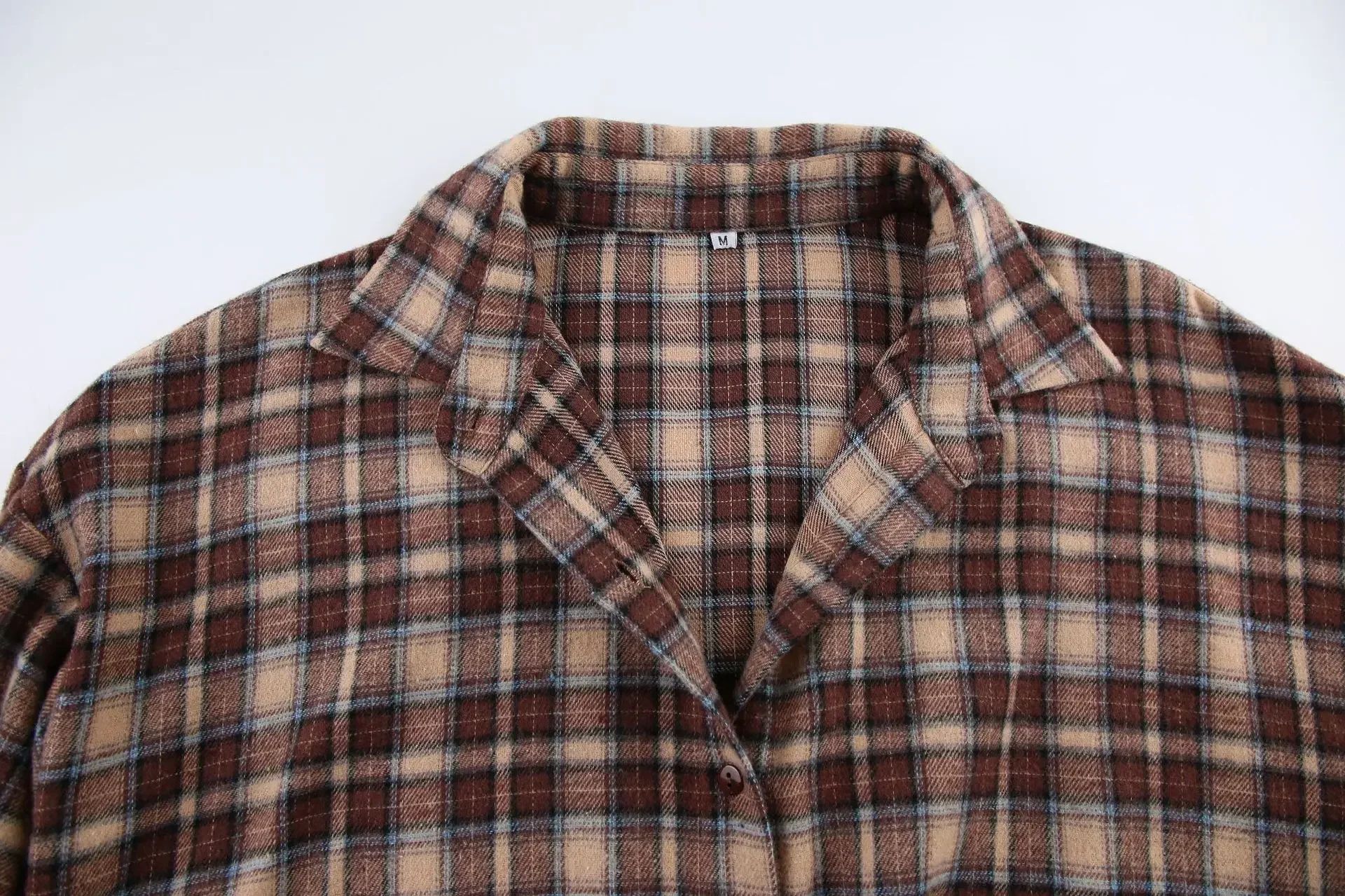 2024 Lente Herfst Vintage Plaid Geruit Shirt Dames Lange Mouw Blouse Losse Single Breasted Casual Shirt Blouse Dames