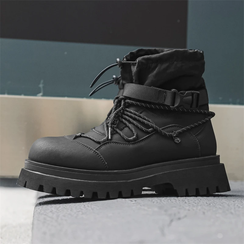 Original Design a/w New Street Style Teenagers Daily Dress Ankle Boots For Men's Black Casual Height Increasing Shoes #38-44 image 2
