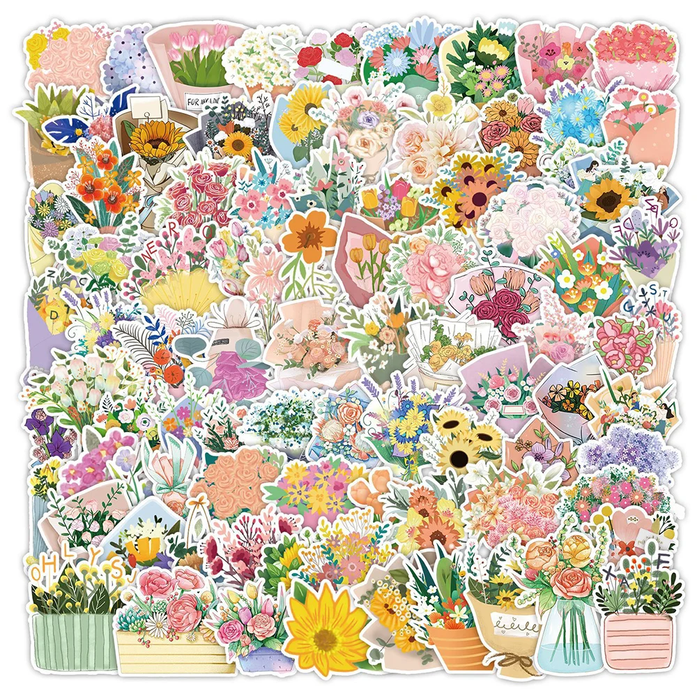 

10/30/50/100pcs DIY Art Flowers Stickers Cute Lavender Cartoon Decal Scrapbooking Suitcase Window Decorative Sticker for Girls