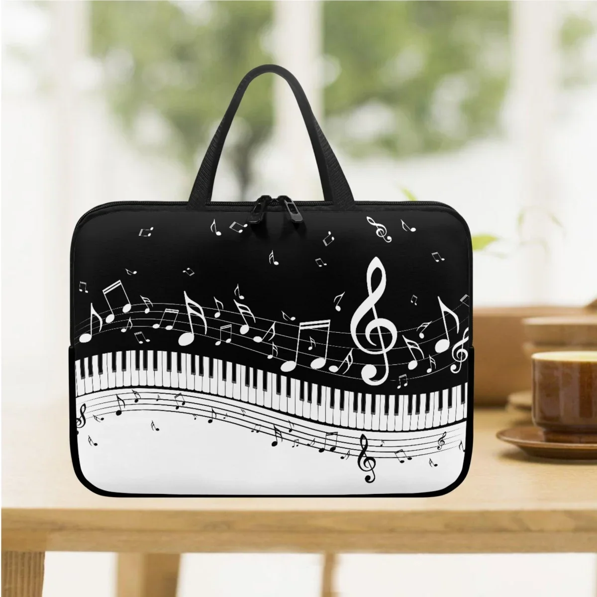 Piano Note Design Laptop Bag Case 10 12 13 15 17 Inch Notebook Handbag Music Theme Portable Shoulder Handbag Briefcase Adult New