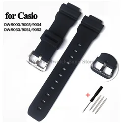 16x26mm Silicone Watchband for Casio DW-9000/9003/9004 DW-9050/9051/9052 Men Women Replace Rubber Watch Strap Pin Clasp Bracelet