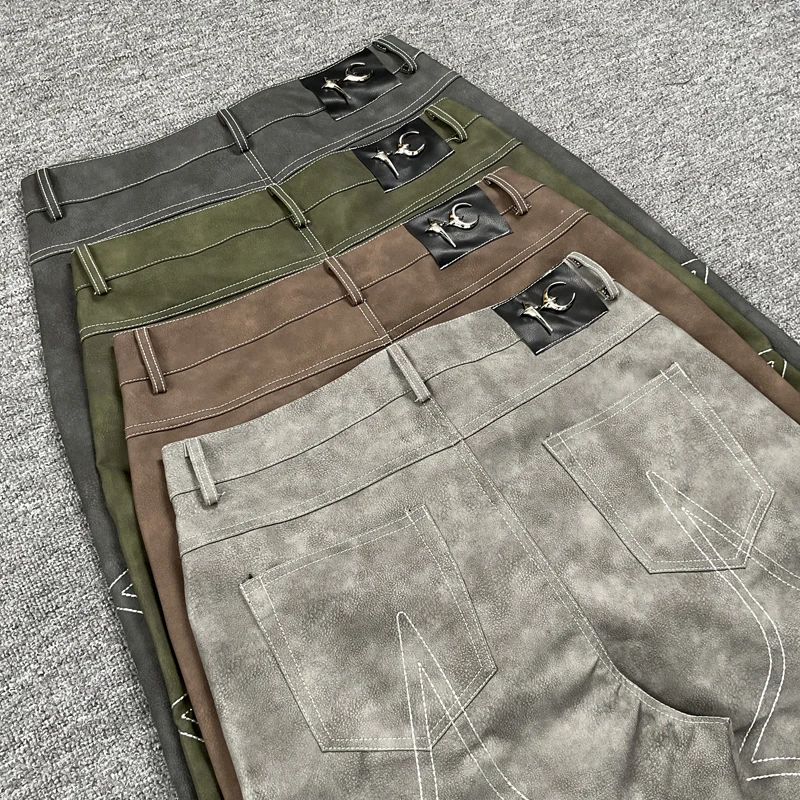 

Осенние новые клубные брюки Thug, повседневные брюки с металлическим логотипом и вышивкой, мужские прямые брюки в американском стиле High Street Trend