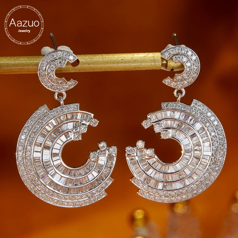 

Aazuo Luxury Jewelry 18K White Gold Natrual Diamonds 2.0ct Highquality Giftidears Stud Earrings For Women Senior Banquet Au750