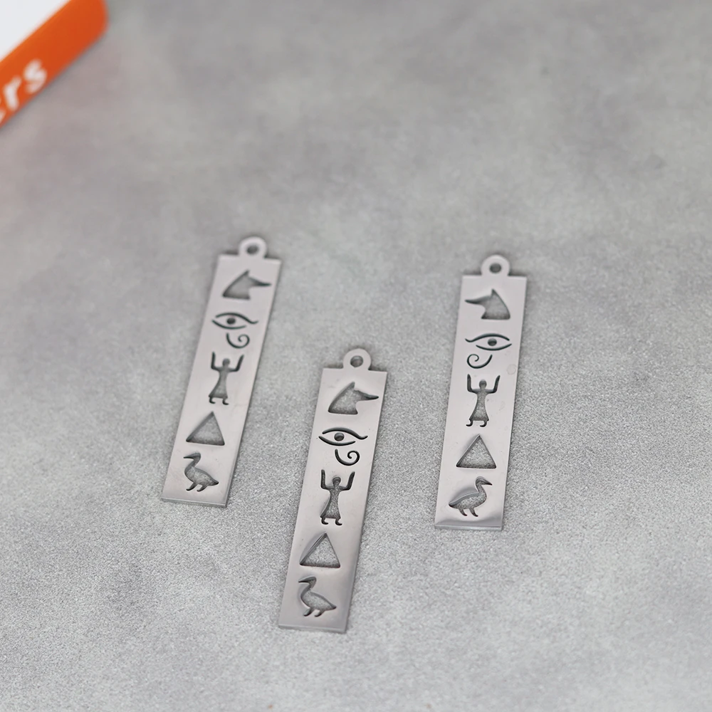 

3pcs/Lot Stainless Steel Egyptian Rectangle Bar Pendant Accessories Eye Of Horus Egyptian DIY For Jewelry Making