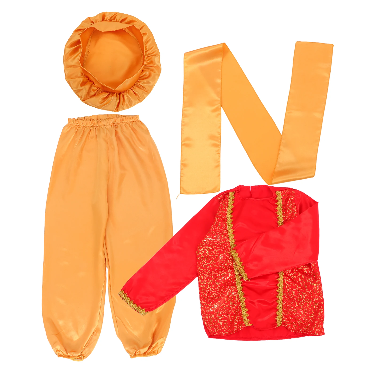 

1 set Prince Costume Set Red Polyester Arabian Role Play Outfit for Halloween Stage Performance Party Cosplay Dress
